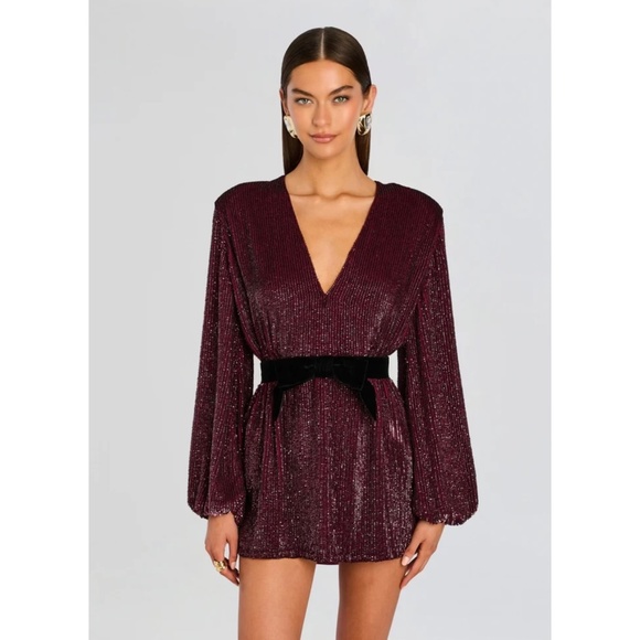 Lilai Sequin Burgundy Dress (NWT) - Picture 3 of 8
